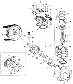 Pump Parts Diagram and Parts List for VT500601  Campbell Hausfeld Compressor